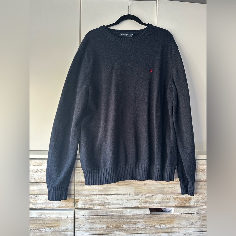 ⚓ Nautica Men’s Navy Crewneck Sweater XL 100% Cotton Embroidered Logo